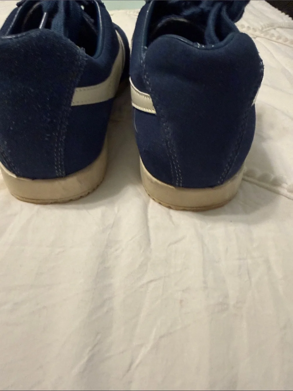 Gola Harrier Navy Blue Suede Sneakers with White Side Stripes - Picture 6 of 7